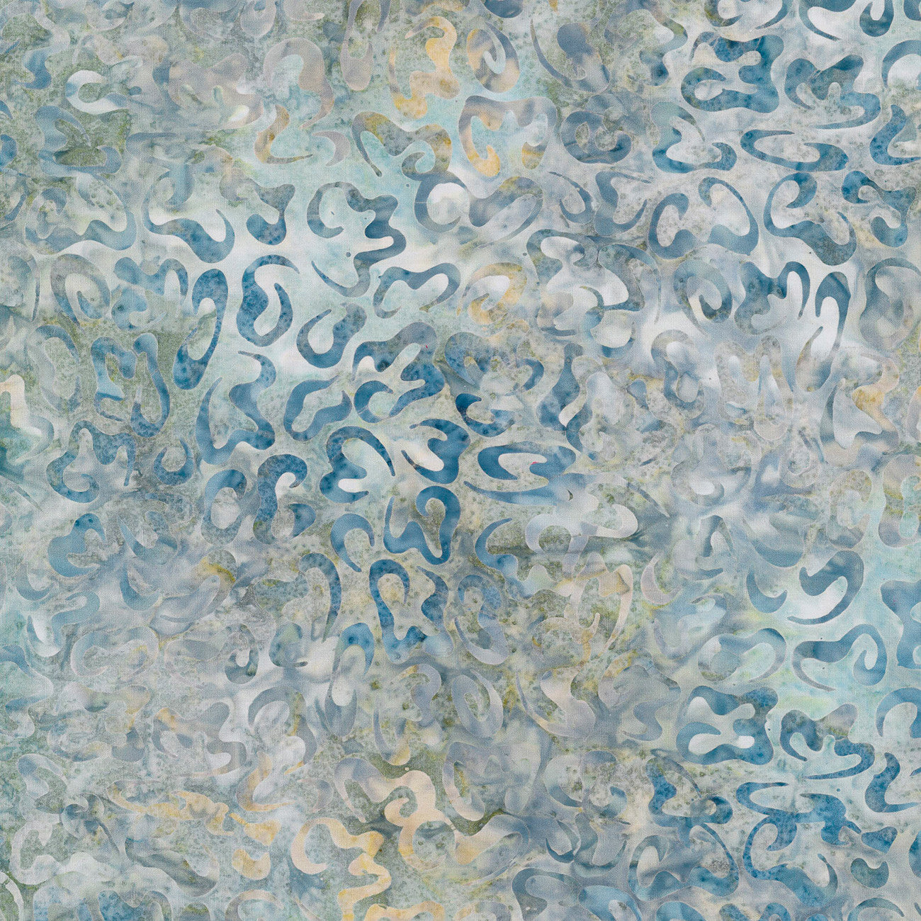 Blue/Tan Curls Batik