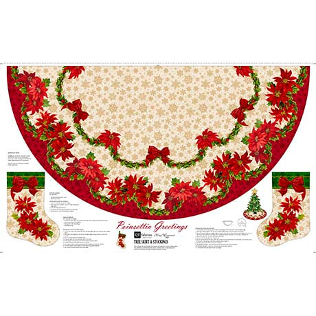 POINSETTIA GREETINGS - POINSETTIA GREETINGS TREESKIRT 60"
