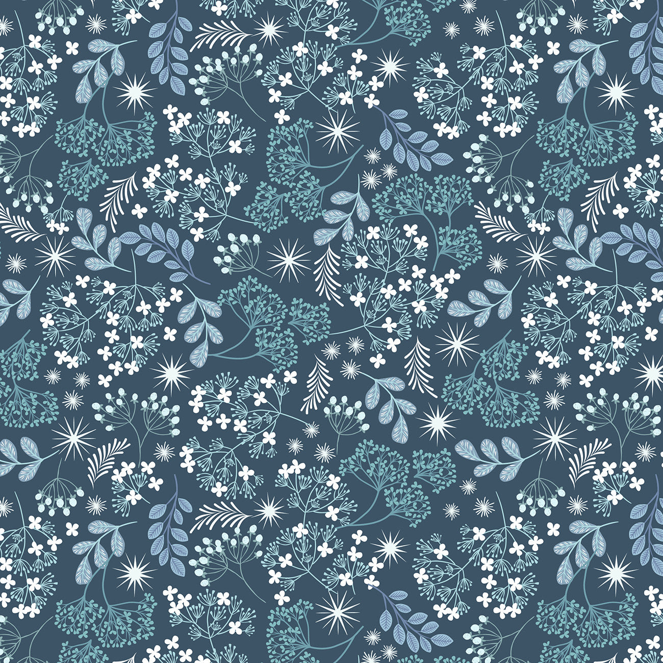 Frosted foliage on winter skies blue with pearl