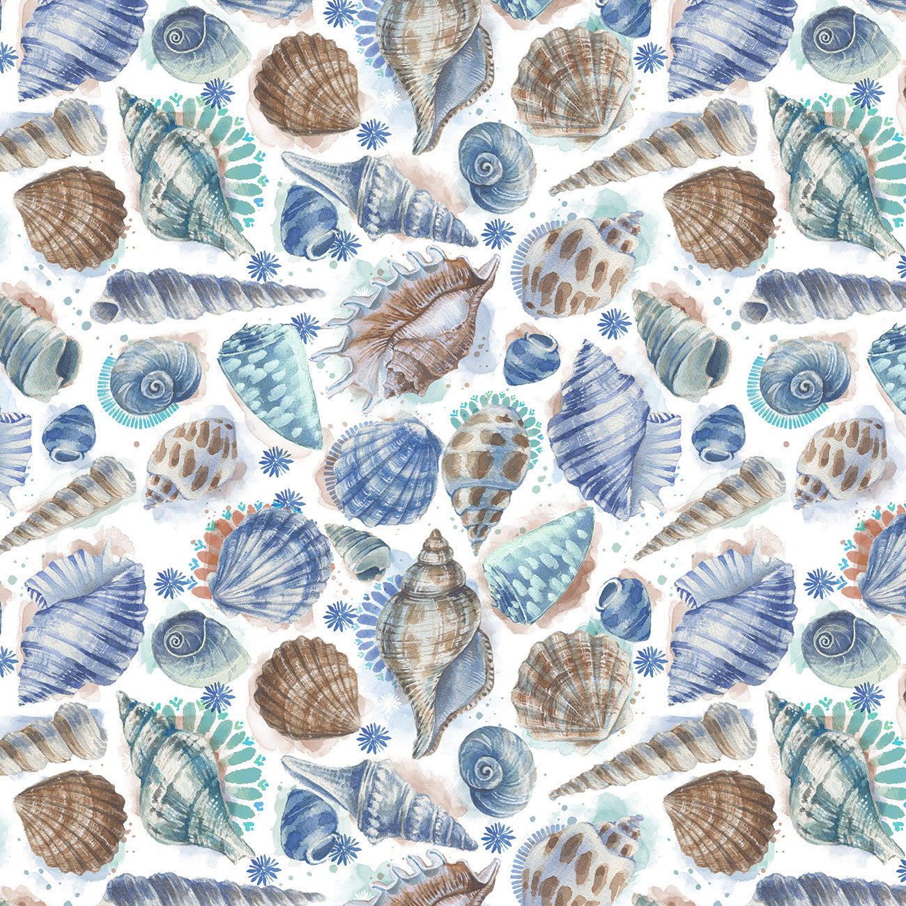 Seatopia Seashells 6 Inch repeat On White