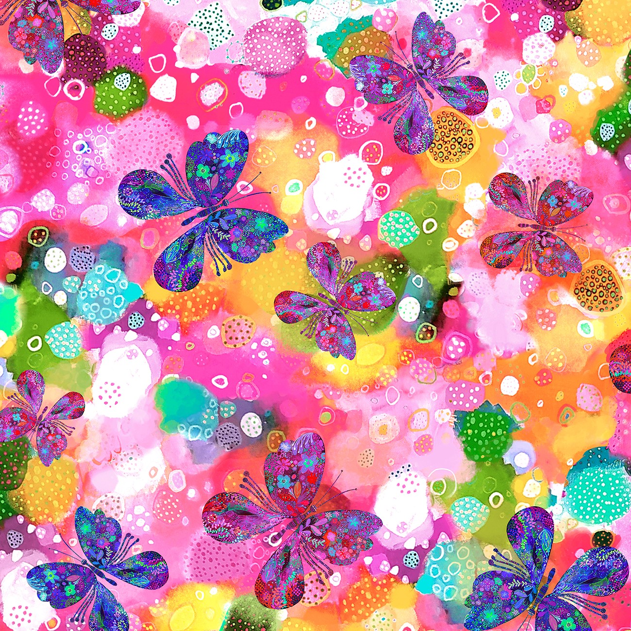 Color Burst Rainbow Butterfly Allover