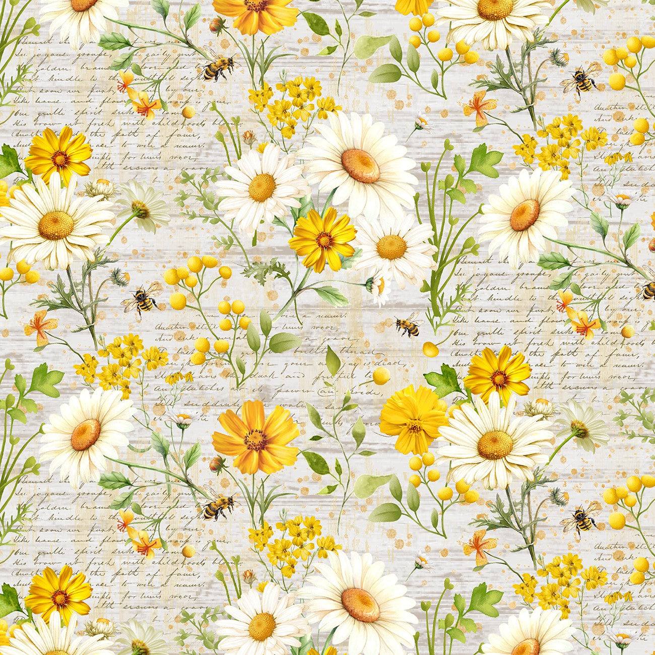 Beige Daisies & Sunflowers With Text (you are my sunshine)