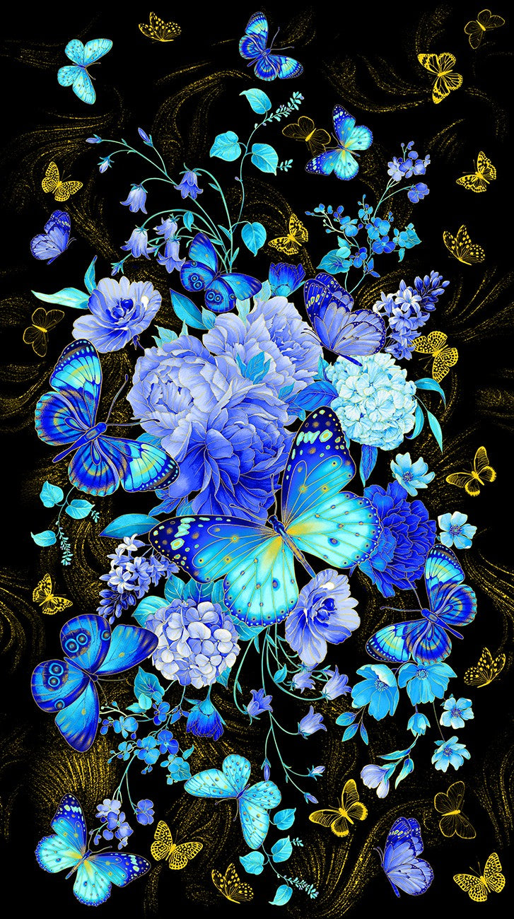 Black Metallic Butterfly Panel 24in