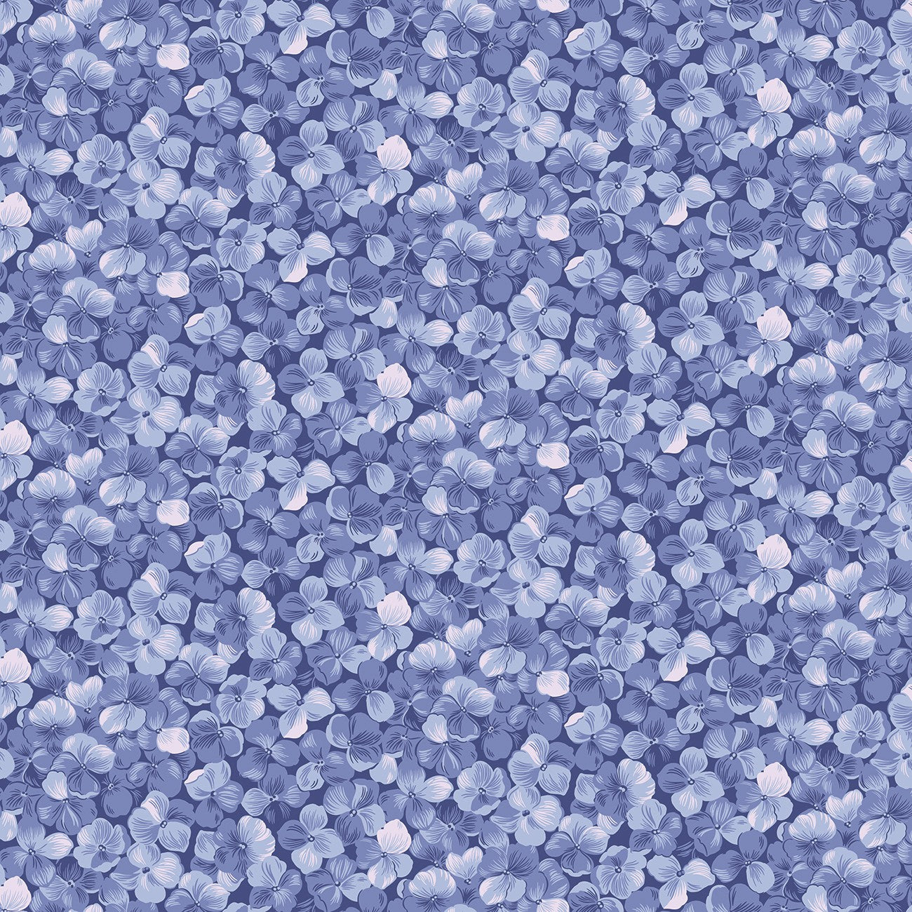 Allover Floral Periwinkle Pearl Hydrangeas in the Garden