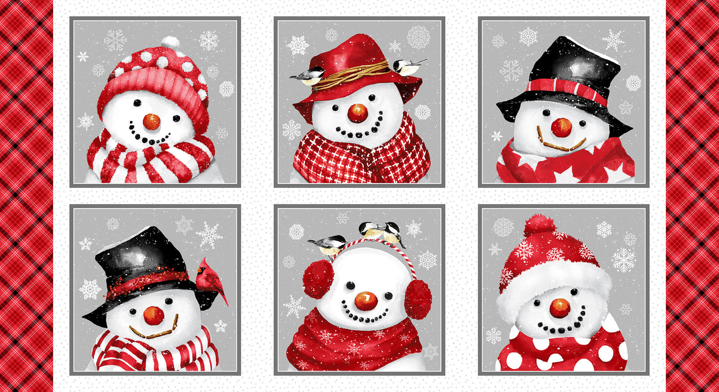 Snow Friends Snowman Blocks 24 Inch repeat Flannel