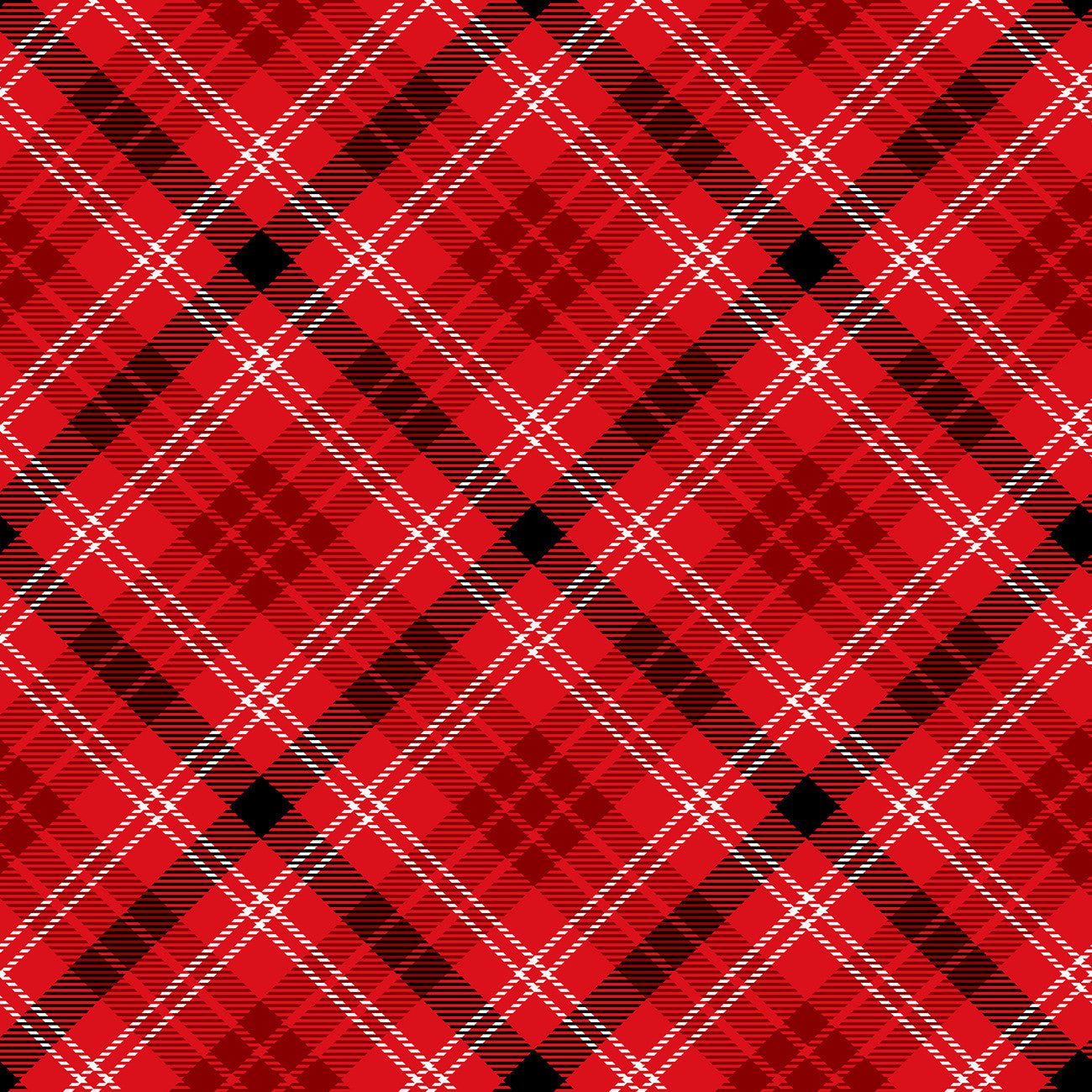 Snow Friends Red Bias Plaid 3 Inch repeat Flannel