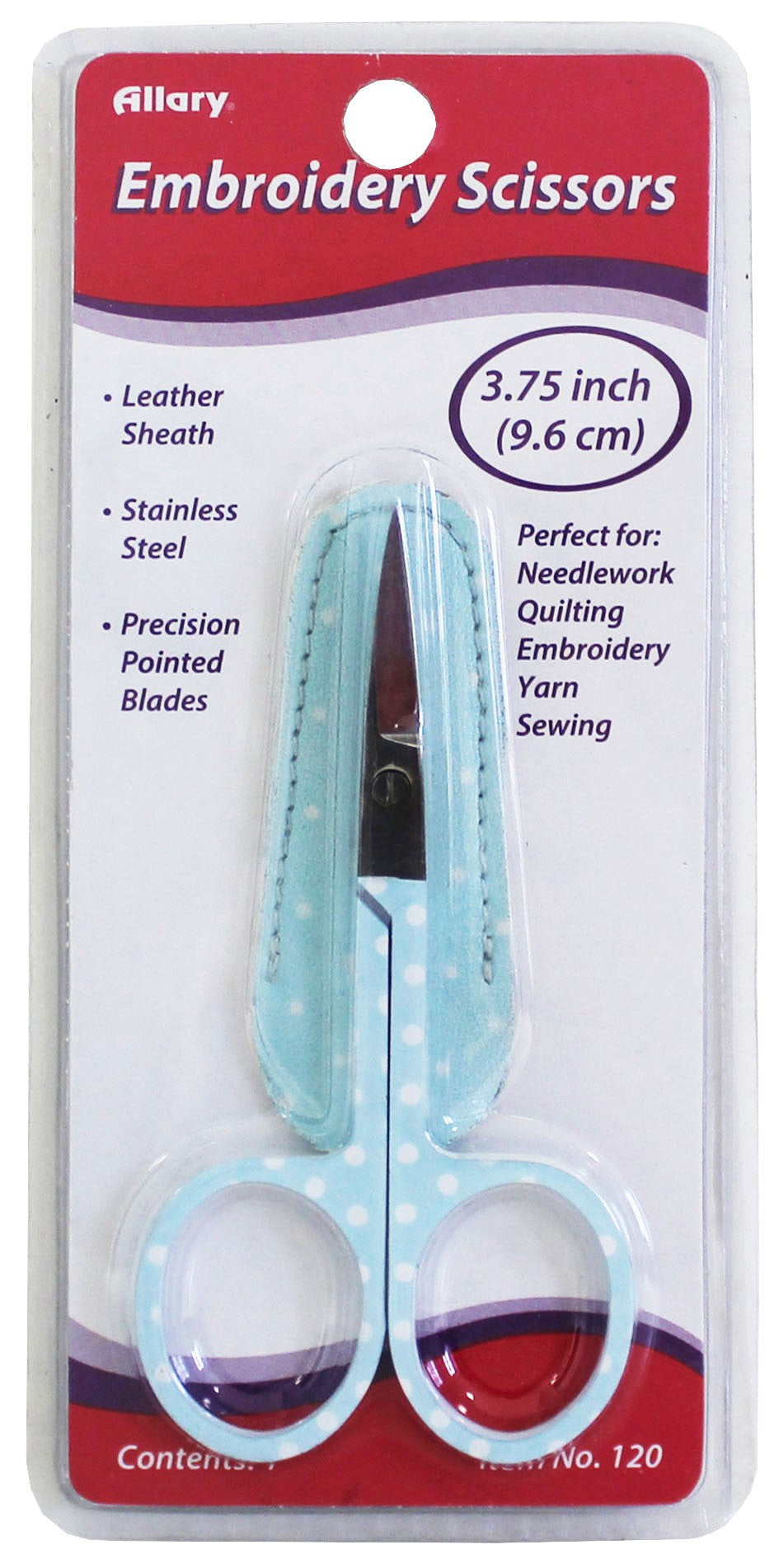 Embroidery Scissors in Leather Sheath Polka Dot