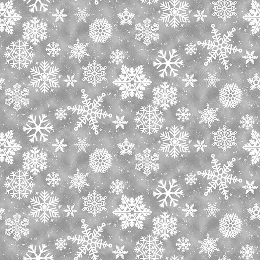 Gray Snowflake 3 Inch repeat Minky