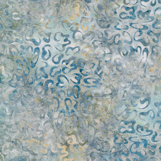 Blue/Tan Curls Batik