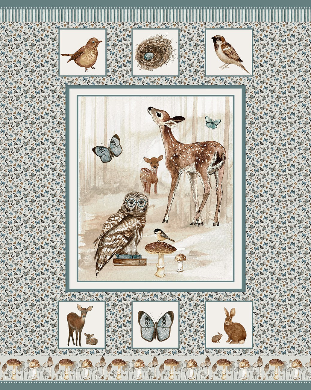Butterfly Woodland Panel 48 Inch Minky