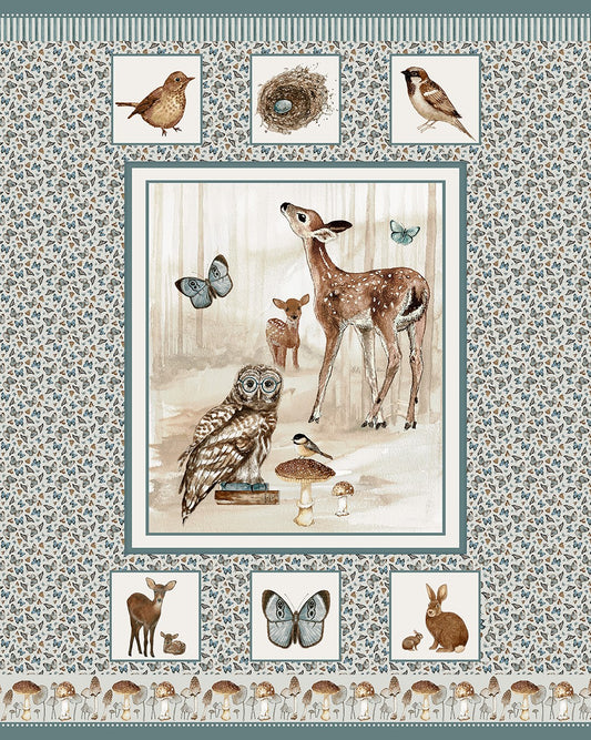 Butterfly Woodland Panel 48 Inch Minky