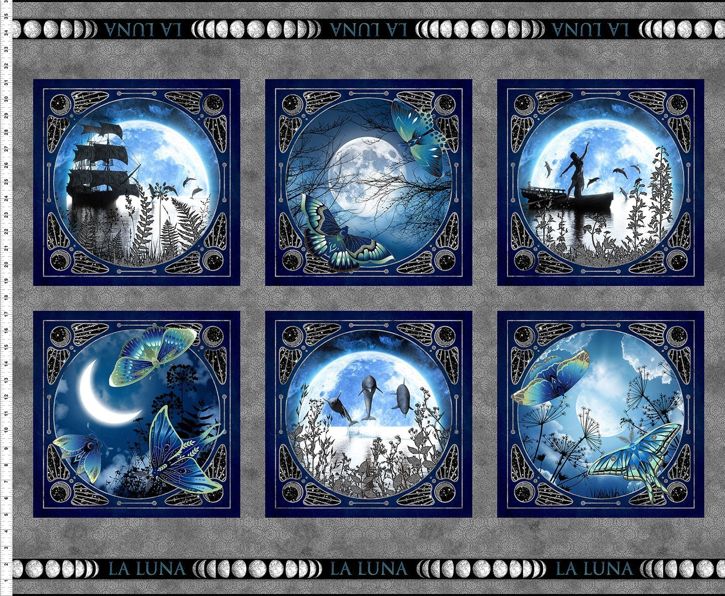 La Luna Small Block Panel from In The Beginning Fabrics 12.5" Blocks