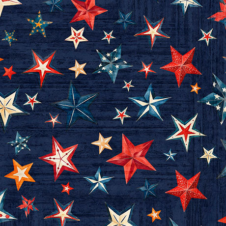 AMERICAN TAPESTRY - STARS On Navy Cotton Fabric