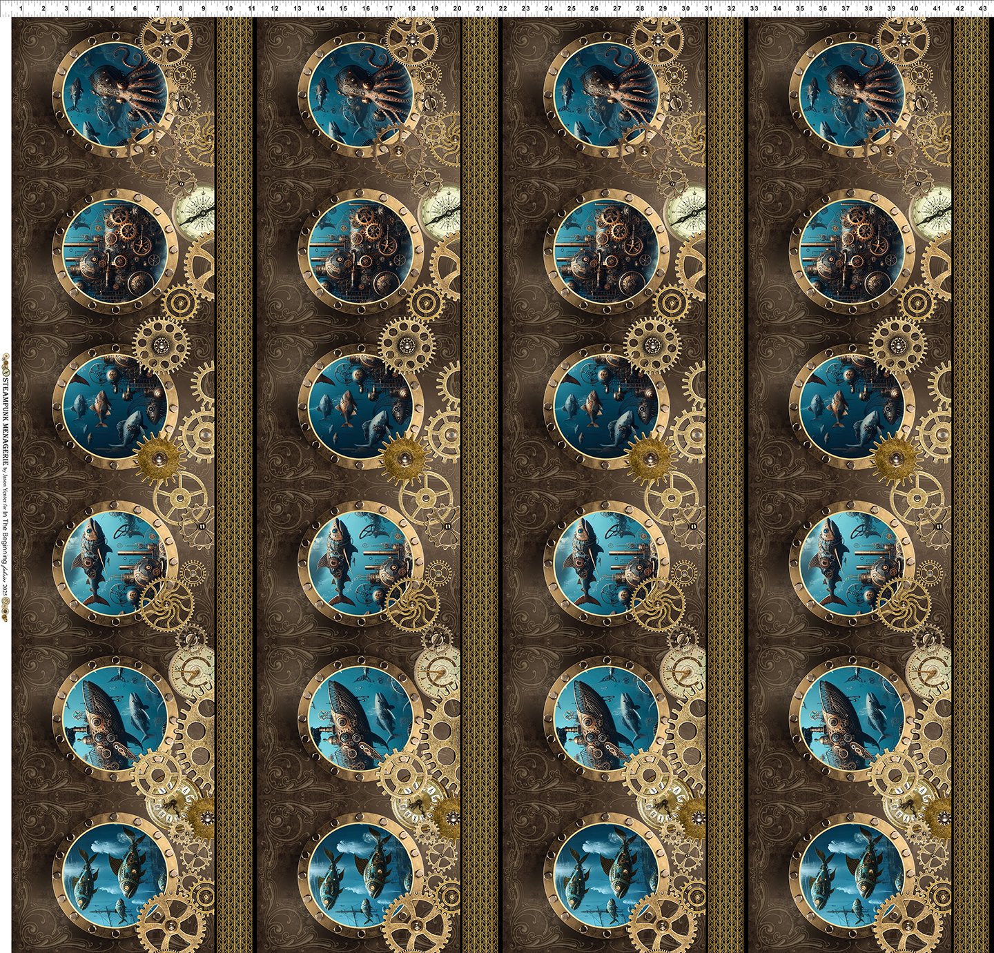 Steampunk Menagerie Multi Border 3st-1