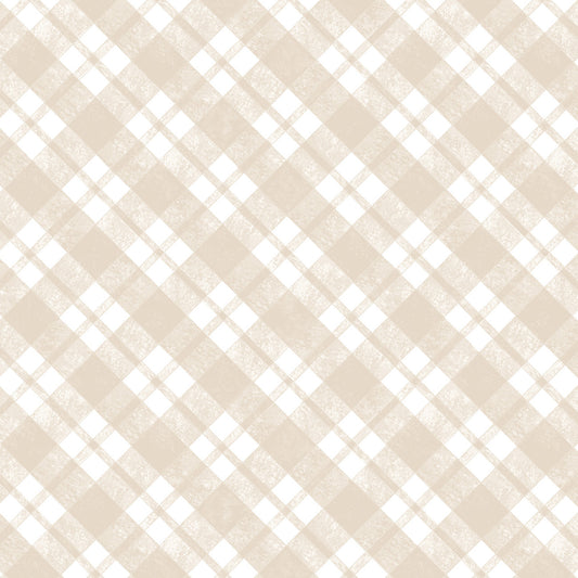 Oatmeal/White Diagonal Plaid 4 Inch repeat