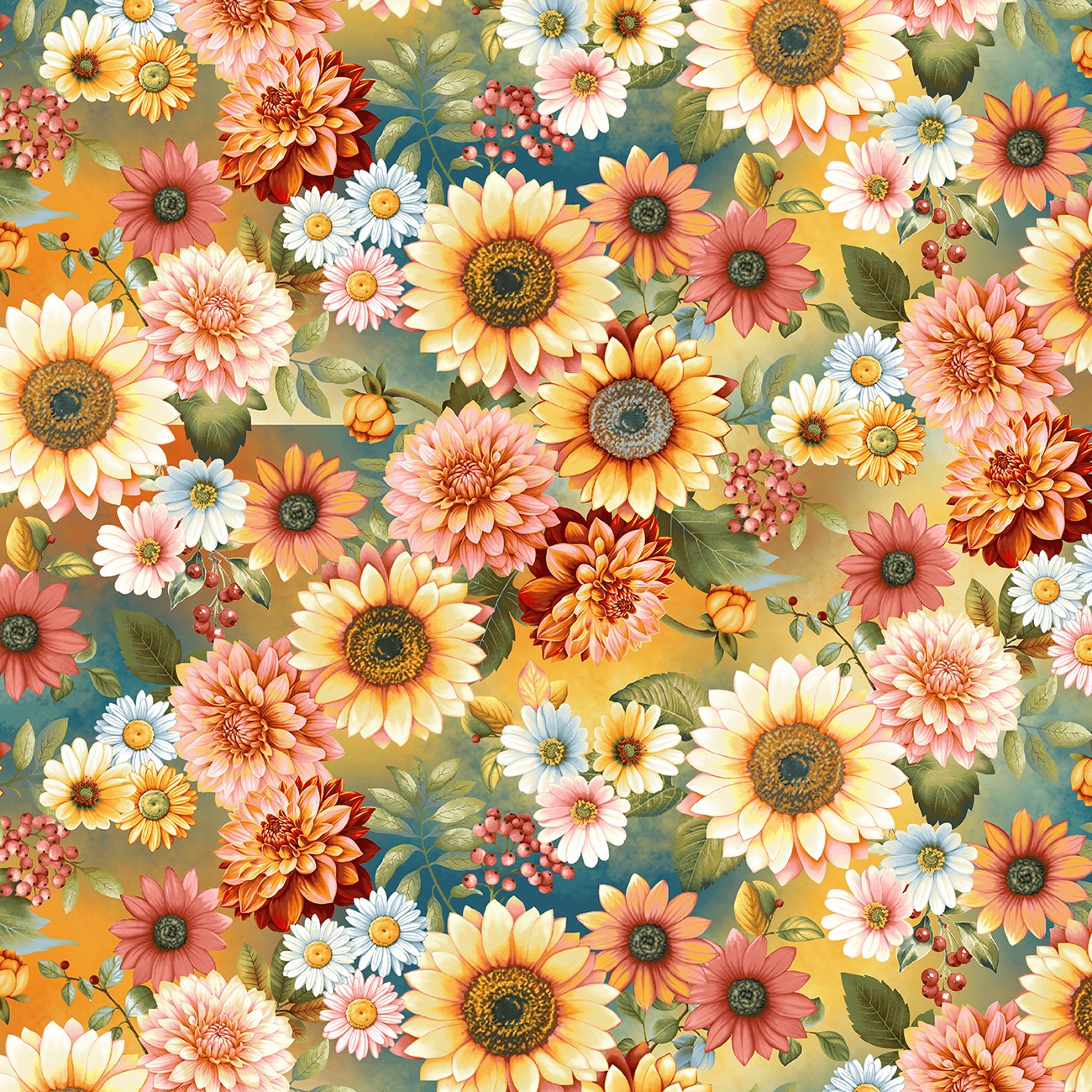 Blue Multi Allover Floral 24 inches