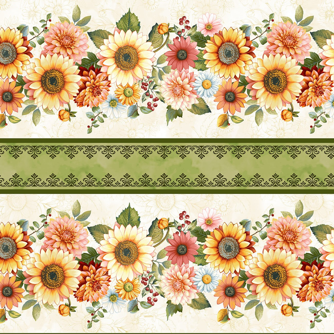 Cream Border Stripe 12 x 44 inches