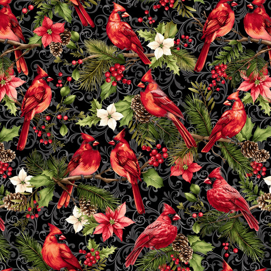 Black Birds and Winter Foliage 12 inches