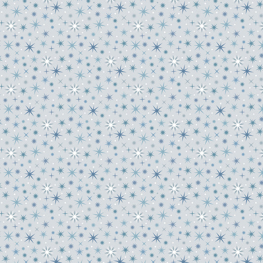 Twinkling stars on light silver with pearl
