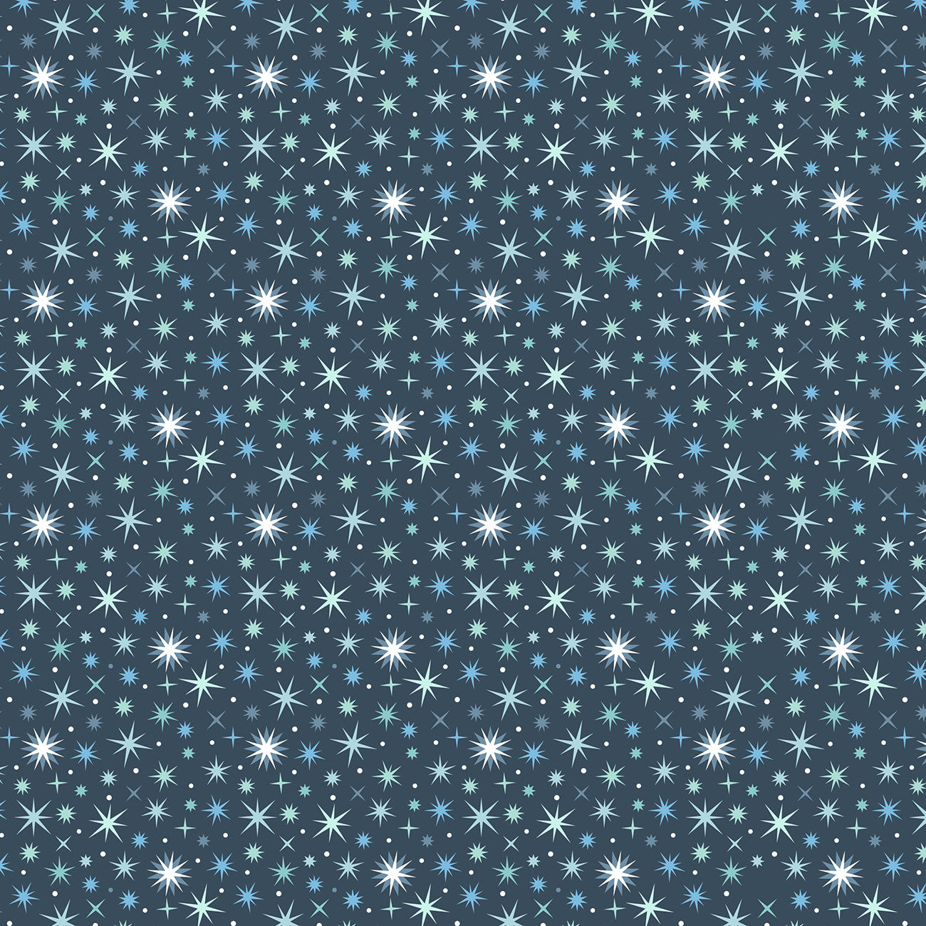 Twinkling stars on midnight blue with pearl