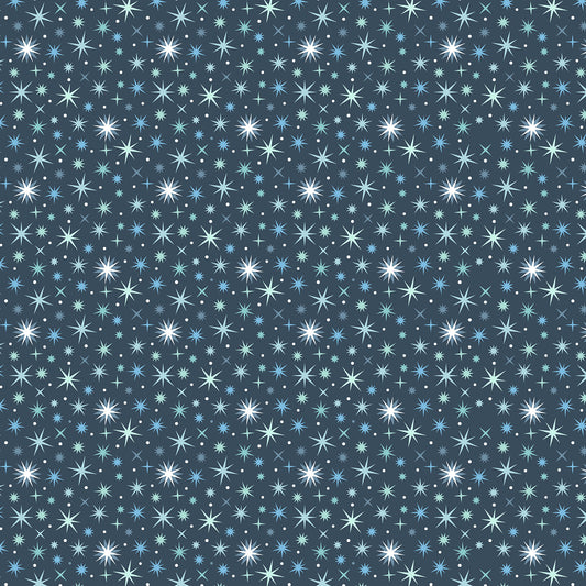 Twinkling stars on midnight blue with pearl