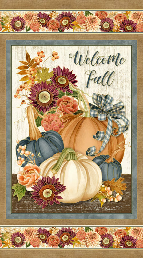 Harvest Panel Pumpkins Florals
