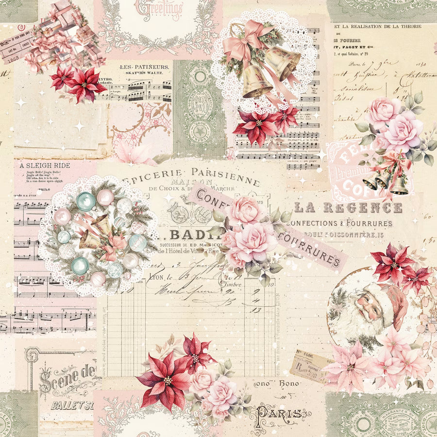Ivory Christmas Collage 12 Inch