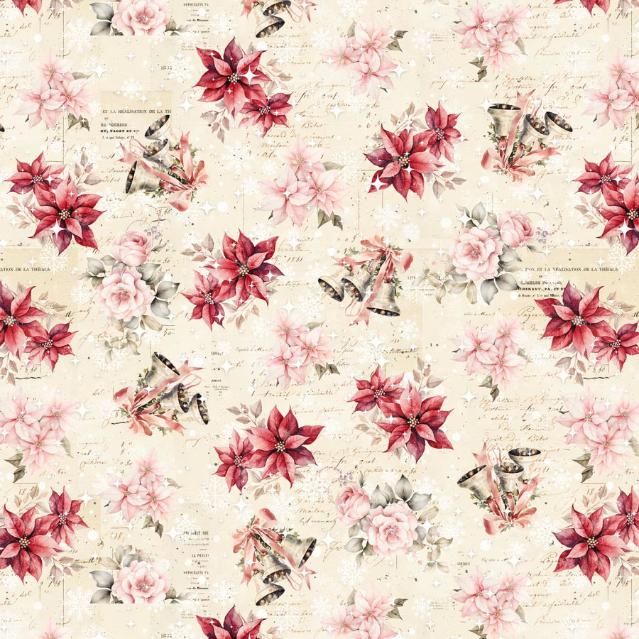 Ivory Poinsettias & Bells 8 Inch