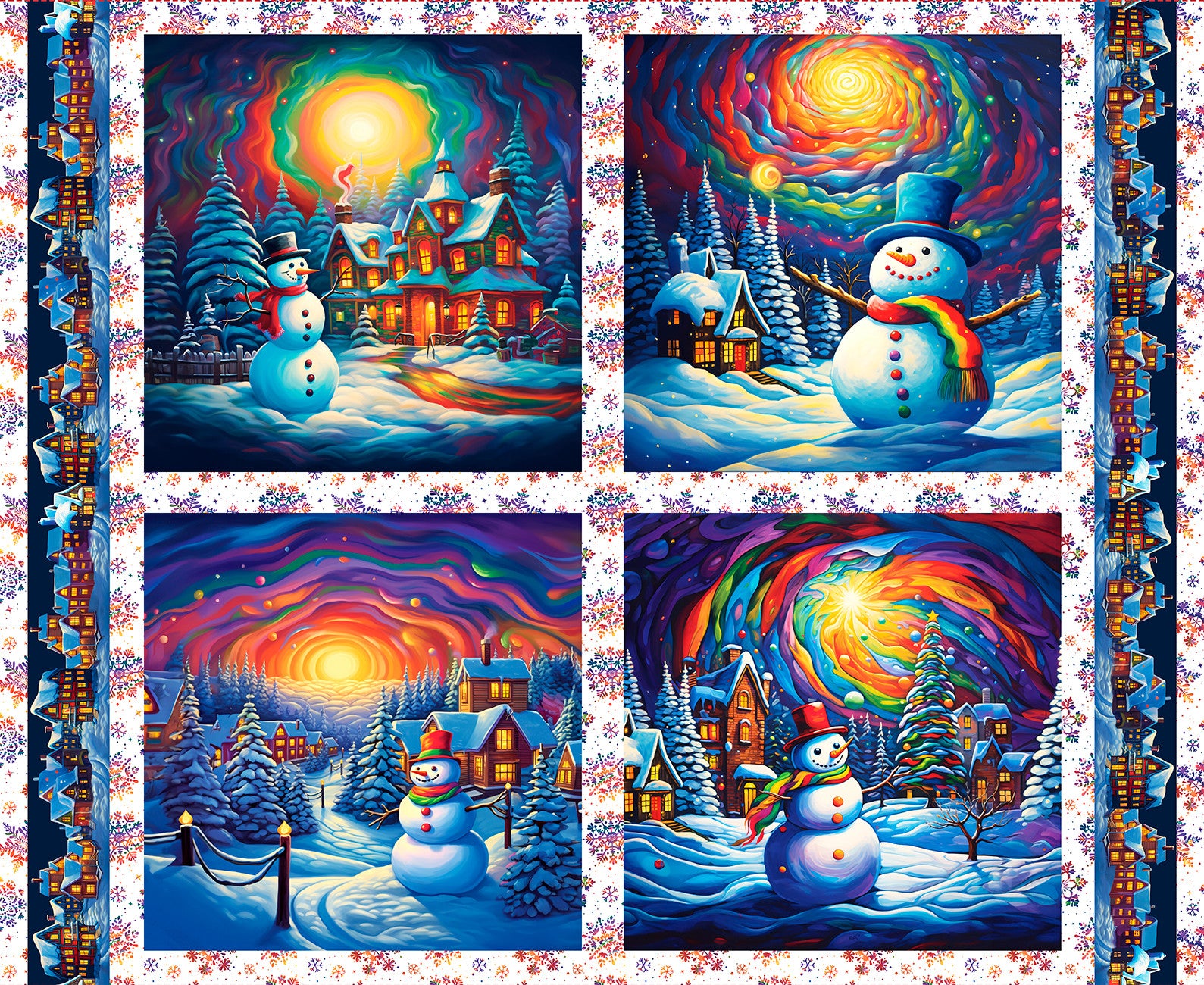 Blue Snowman Pillow Panel 36 Inch repeat from the Frostkins Collection