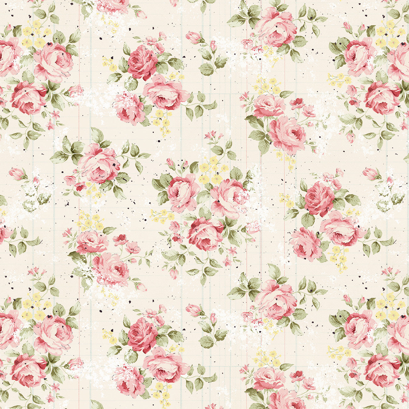 Ecru Roses 4 Inch repeat Parisian Snippets
