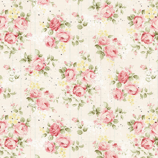 Ecru Roses 4 Inch repeat Parisian Snippets