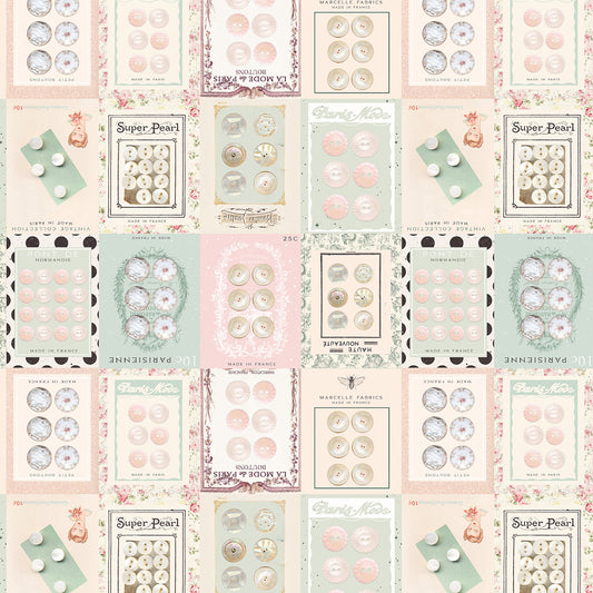 Ecru Buttons 8 Inch repeat Parisian Snippets