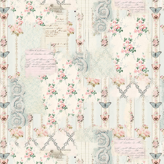 Ecru Floral Lattices 8 Inch repeat Parisian Snippets