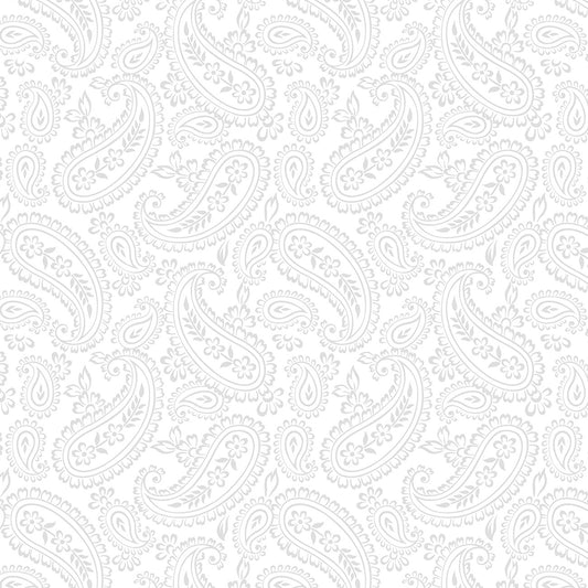 White on White Paisley 2.8 Inch repeat