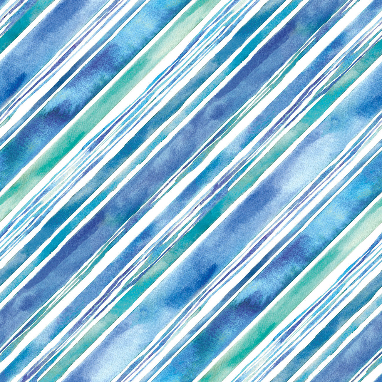 Seatopia Aqua Watercolor Diagonal Stripe 6 Inch repeat