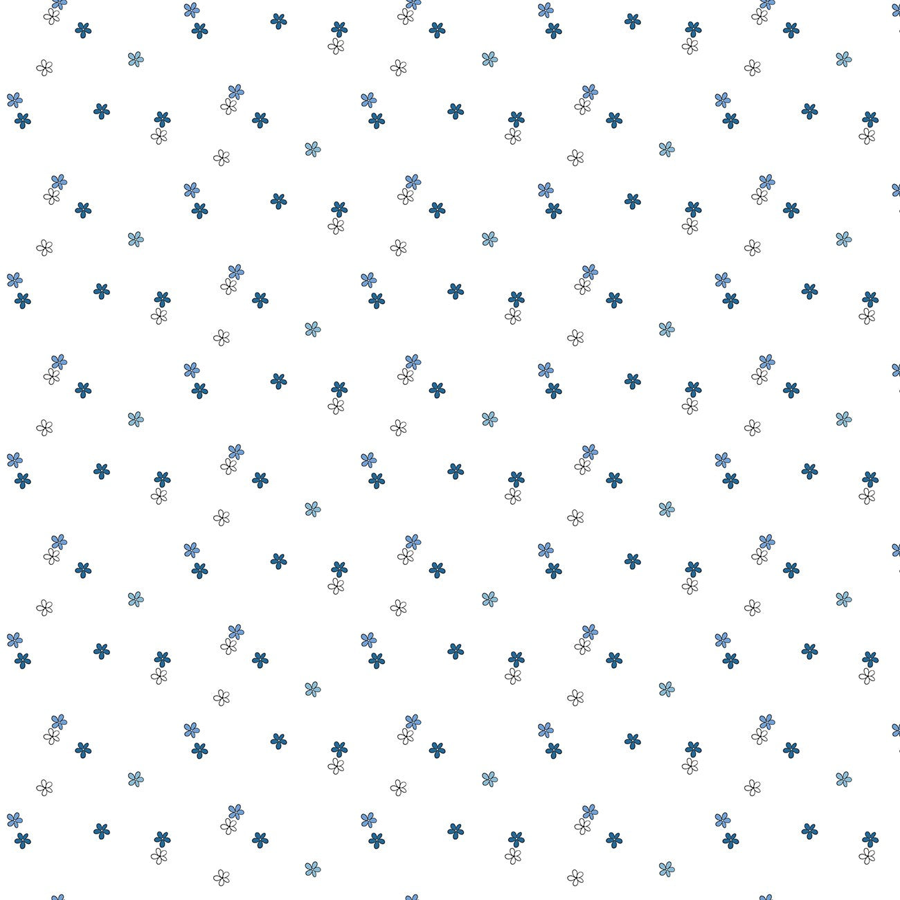 Blue Blooms and Threads Ditzy White