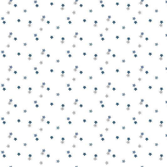 Blue Blooms and Threads Ditzy White