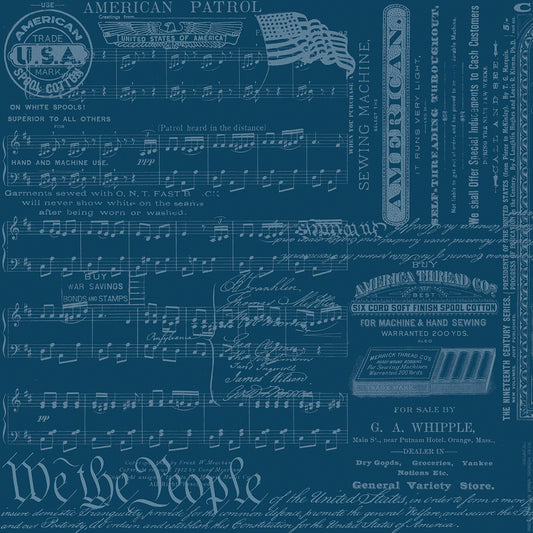 Sew America Patriotic Text Blue