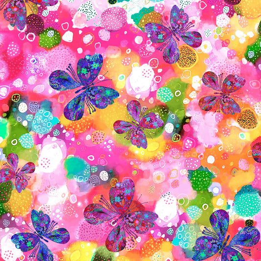 Color Burst Rainbow Butterfly Allover