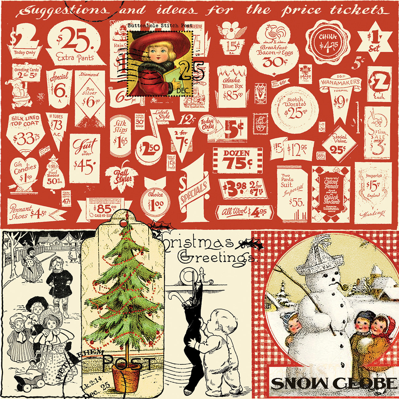 Classic Christmas Christmas Collage Parchment
