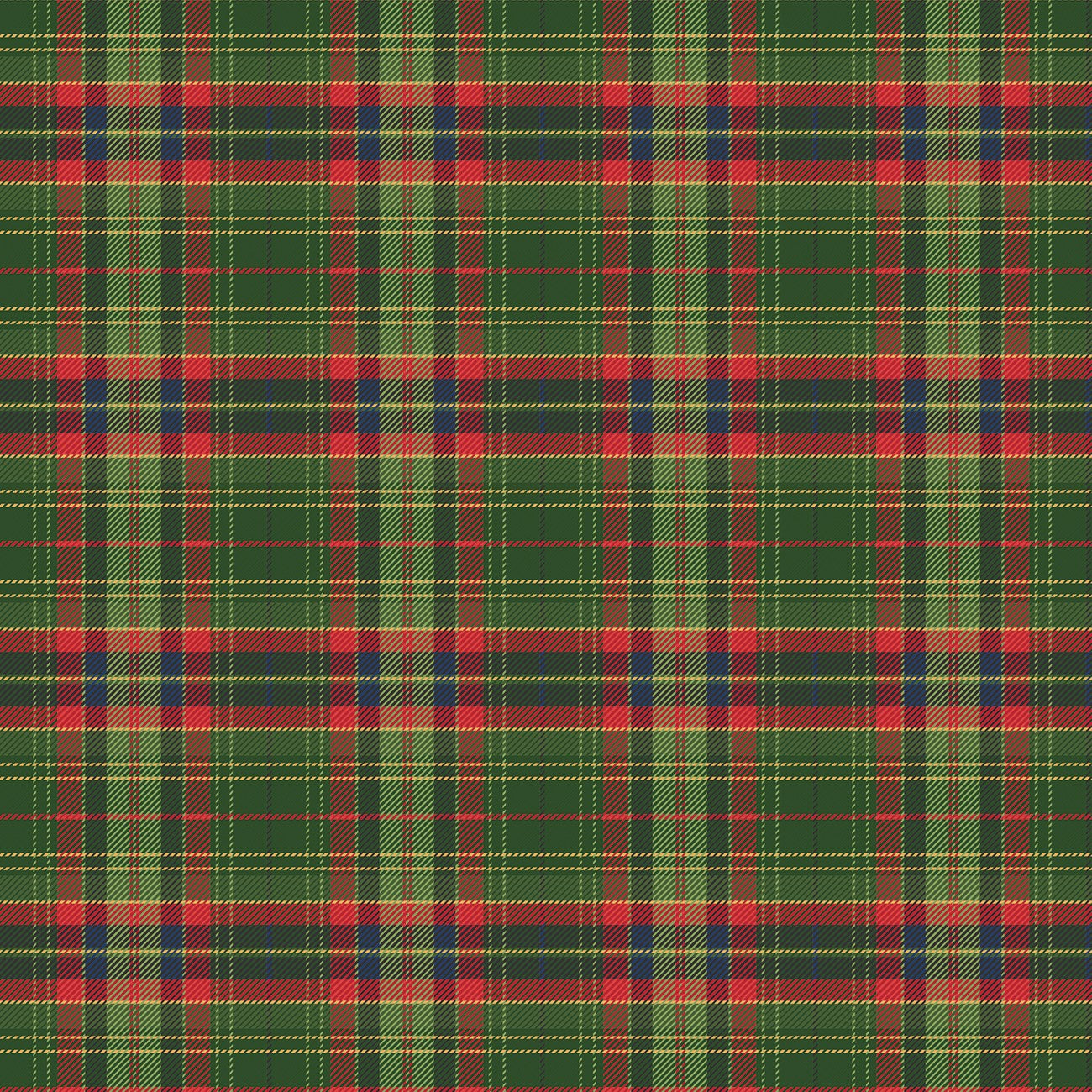 More Christmas Wishes Lumberjack Green Cotton Fabric by Riley Blake