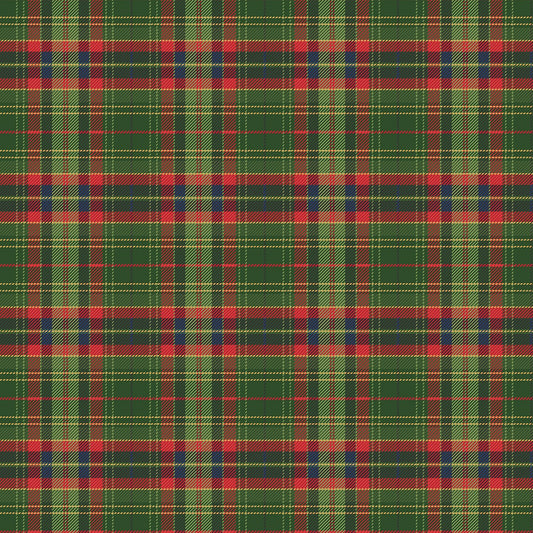 More Christmas Wishes Lumberjack Green Cotton Fabric by Riley Blake