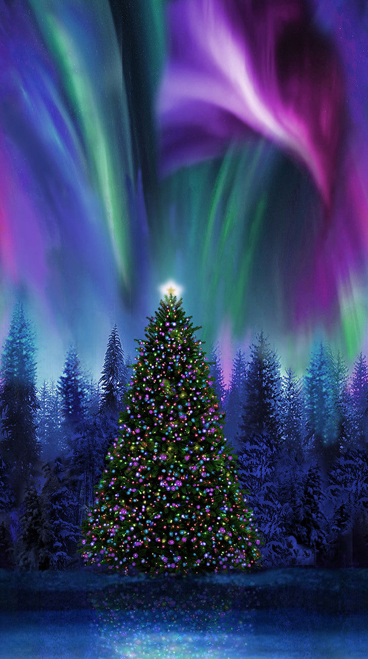 Multi X-Mas Tree Under Aurora Borealis Christmas