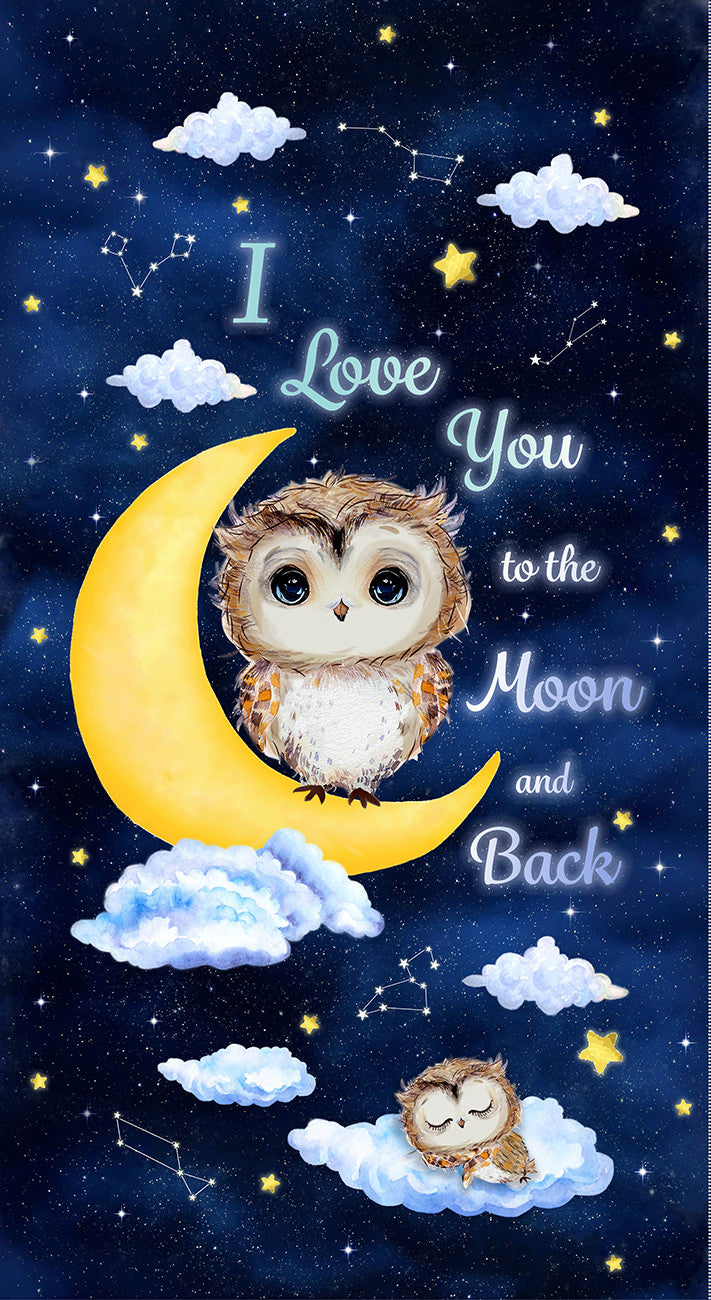 Navy Owl Always Love You Panel 24In Panel by Timeless Treasures