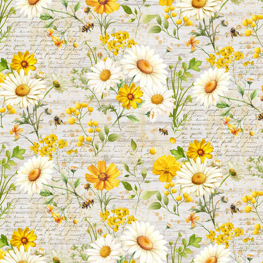 Beige Daisies & Sunflowers With Text (you are my sunshine)