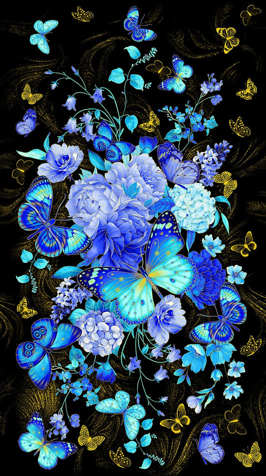 Black Metallic Butterfly Panel 24in