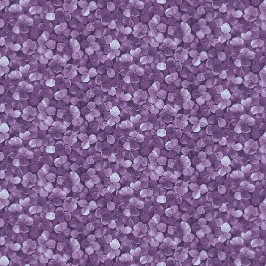 Hydrangeas in the Garden Allover Floral Purple Pearl
