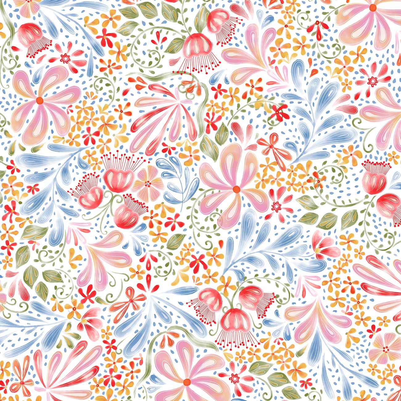 Country Poetry Floral Garden Allover