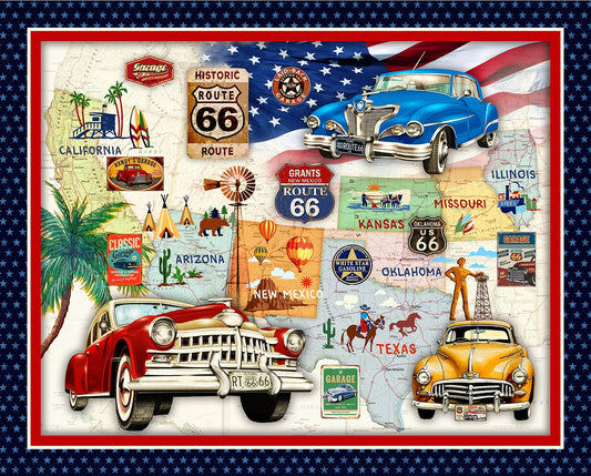 Multi Route 66 Panel - 36" Repeat