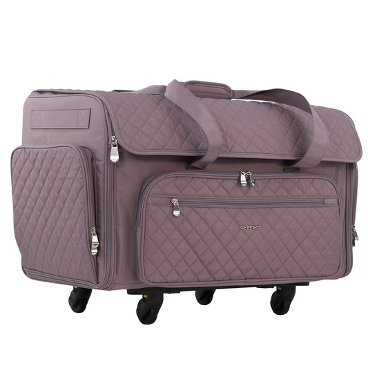 XXL Rolling Sewing Machine Tote Purple Quilted